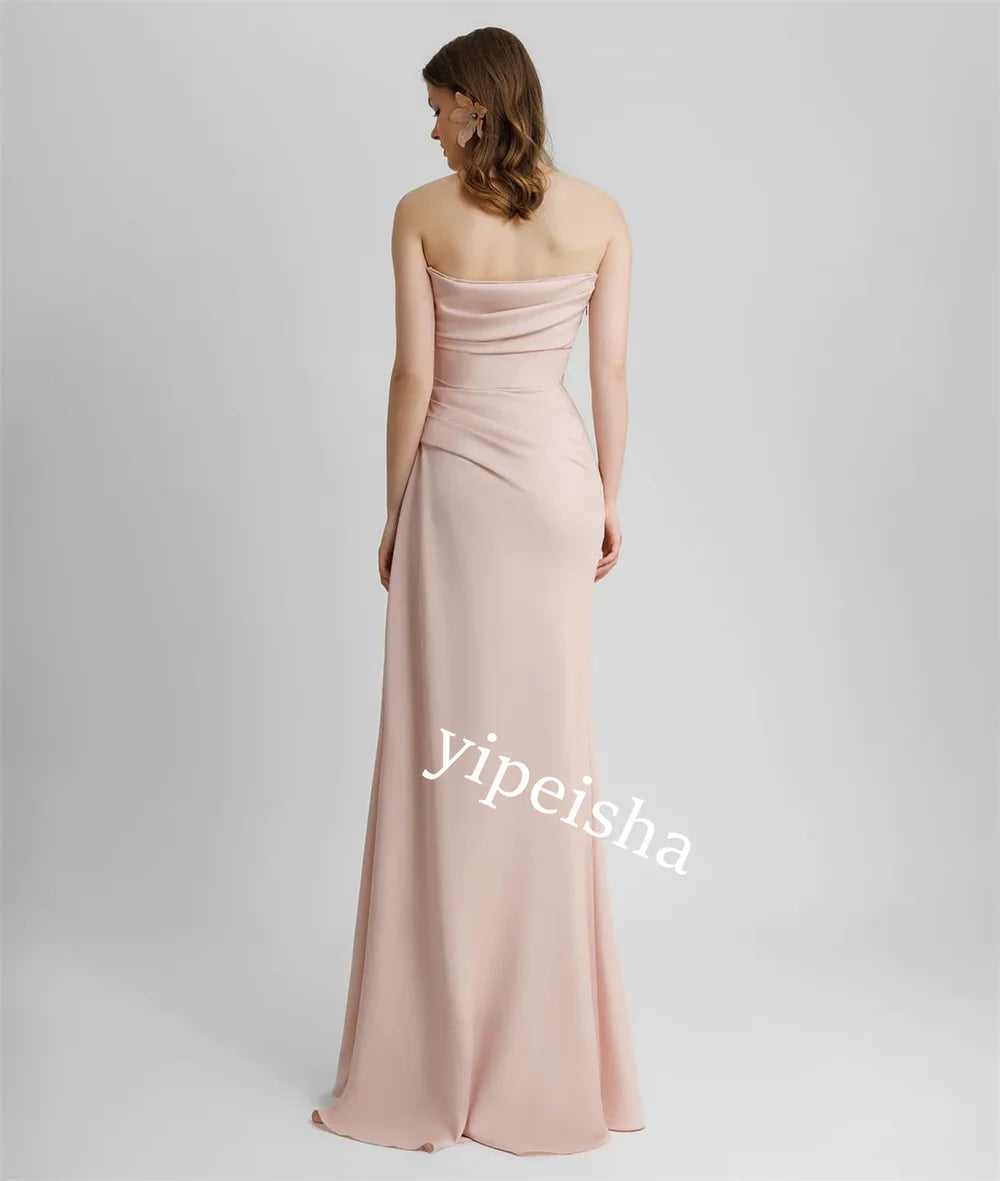 Robe de soirée longue en jersey pailleté de haute qualité, robe de soirée sur mesure sans bretelles, robe longue