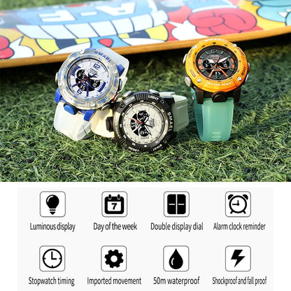 Relojes deportivos a prueba de agua SMAEL Reloj masculino Pantalla LED digital Reloj de cuarzo analógico Cronómetro de moda Reloj verde naranja 8058 Reloj para hombres