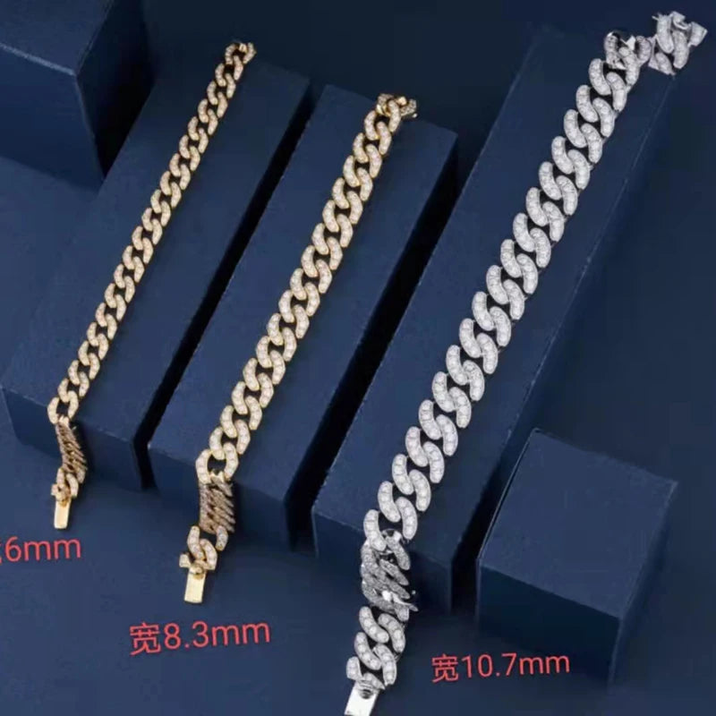 Bracelet manchette en or véritable 18 carats avec diamant naturel de 4,3 carats pour femme et homme, cadeau de fête tendance, bijoux en or K