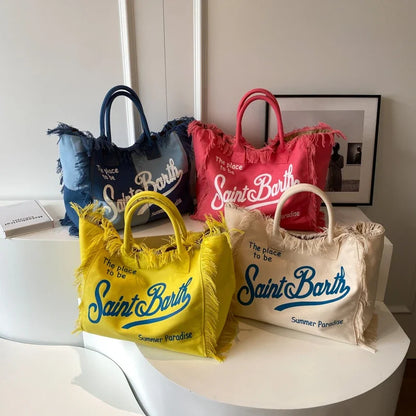 Sacs fourre-tout en toile de grande capacité, sacs à bandoulière super cool de couleur assortie pour femmes 2024, style décontracté et tendance en été