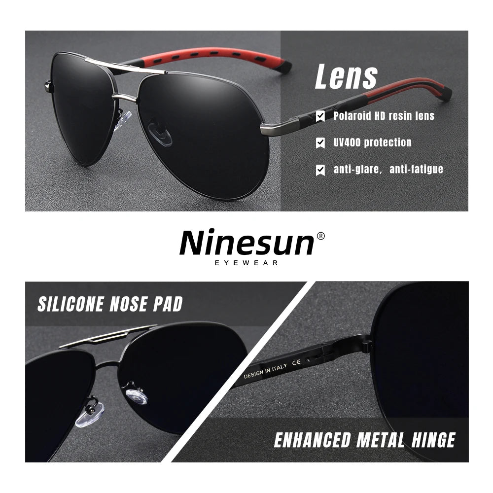 Lunettes de soleil polarisées photochromiques en aluminium Ninesun pour hommes Lunettes de soleil de marque classiques Revêtement de lentille Lunettes de conduite pour femmes