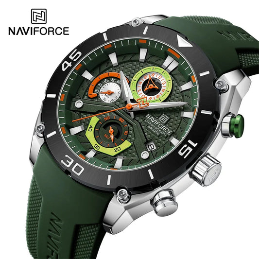 Reloj NAVIFORCE para hombre, deportivo, resistente al agua, de cuarzo, cronógrafo, militar, con luz, regalo para hombre 2024