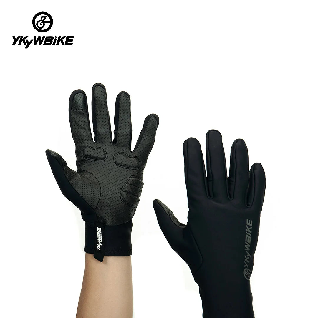 YKYWBIKE Gants de cyclisme d'hiver en polaire thermique pour les doigts, imperméables, coupe-vent, pour le sport en plein air, le vélo, la moto