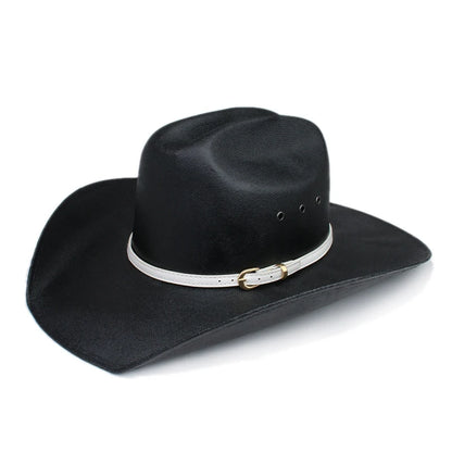 Retro White Leather Belt Unisex Yellowstone Outdoor Beach American Western Wide Brim Cowboy Cowgirl Sun Hat Pinch Front 57-61cm