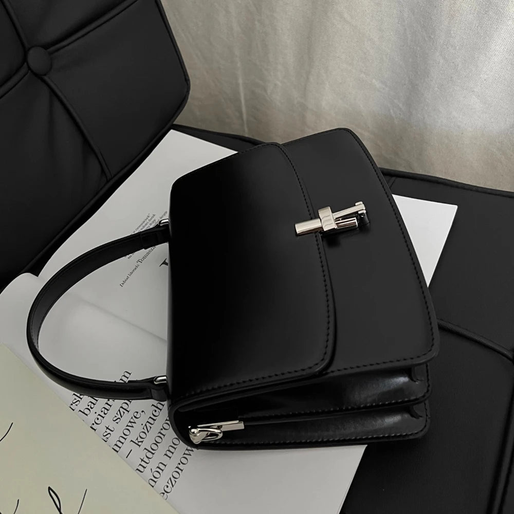 Black Fashion Retro Women Bag\Handbag Genuine Leather Lady Shoulder Crossbody Bag Real Leather Tote Phone Bag Small Square Bag