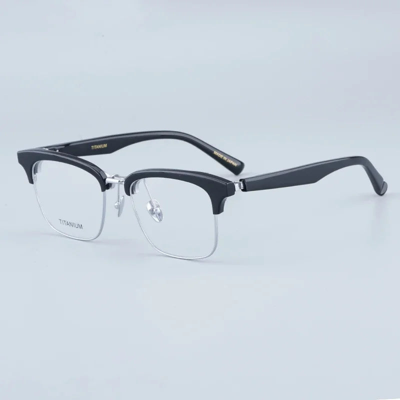 Japanese Style 999 M-96 Acetate Eyeglasses Frames Square Handmade Titanium High Quality Flip Clip up Glasses for Men and Women