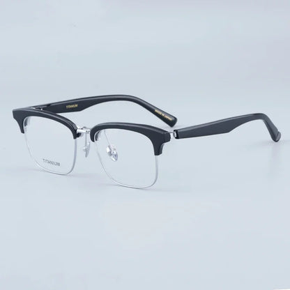 Monturas de gafas de acetato estilo japonés 999 M-96 cuadradas hechas a mano de titanio de alta calidad con clip abatible para hombres y mujeres