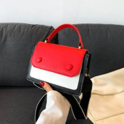 Personalized Trend Wide Shoulder Strap Small Square Bag Contrast Color Fashion Handbag Single Shoulder Crossbody Bag