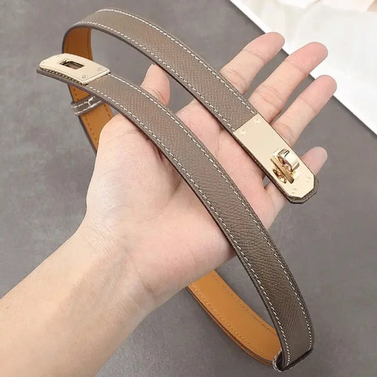 Ceinture fine de 1,8 cm pour femme, ceinture de créateur en cuir véritable pour femme, boucle de ceinture pour robe en jean