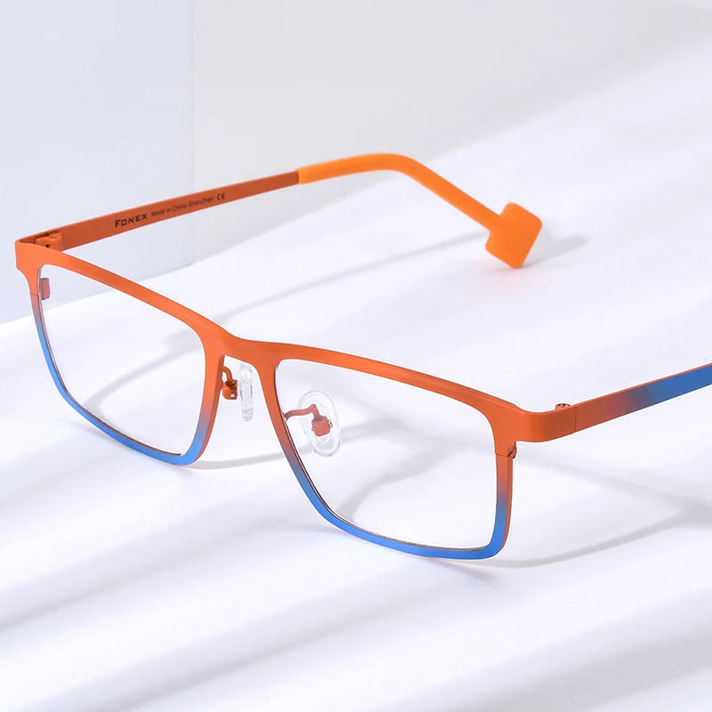 FONEX Pure Titanium Glasses Men 2024 New Retro Gradient Square Eyeglasses Women Color Eyewear F85806