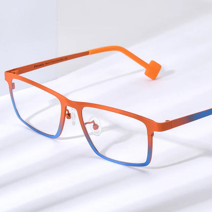 Gafas de titanio puro FONEX para hombre 2024, nuevas gafas cuadradas con degradado retro para mujer, gafas de color F85806