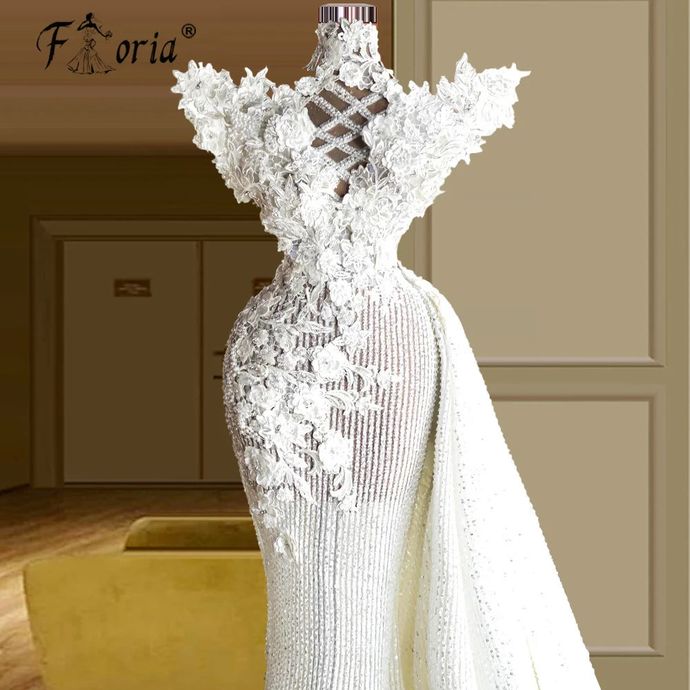 Superbe robe de soirée de mariage pour femme de Dubaï, fleurs, appliques, perles, sirène, robe de soirée formelle, occasion spéciale, robes de fête