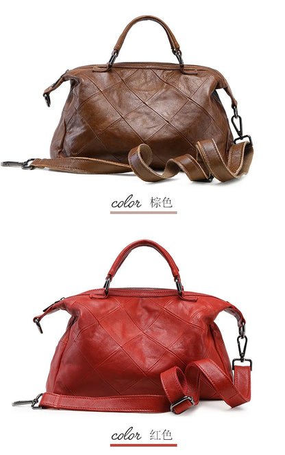 Bolso Y2k Tote Bolso de hombro Bolso cruzado para mujer Nuevo Cuero genuino Capa superior Piel de vaca Simplificado Casual Alta capacidad Retro Mano