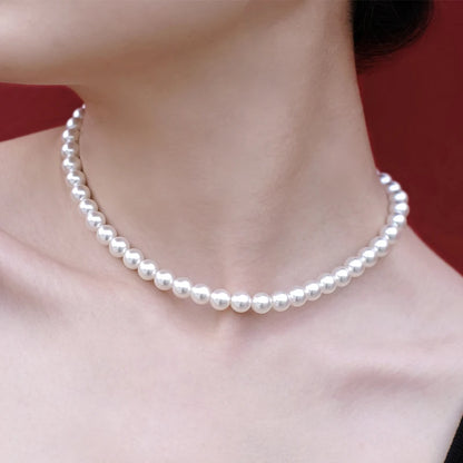 Pearl necklace, crystal pearl + copper-plated 18 K pure gold, handmade new clavicle chain