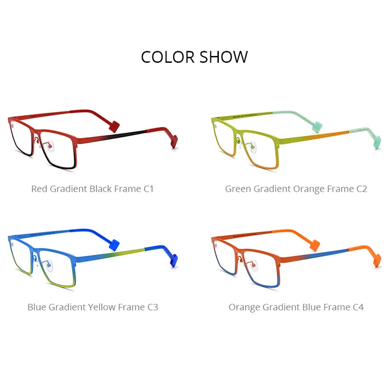 FONEX Pure Titanium Eyeglasses Frame Men 2024 New Gradient Square Glasses Women Color Eyewear F85806