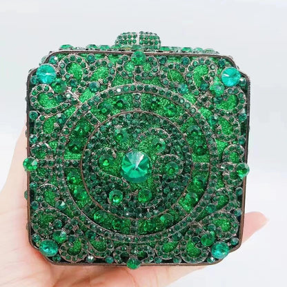 Red/Green/Blue Diamond Square Clutches Bags For Women Rhinestone Wedding Purse Designer Crystal Ladies Bridesmaid Party Handbags