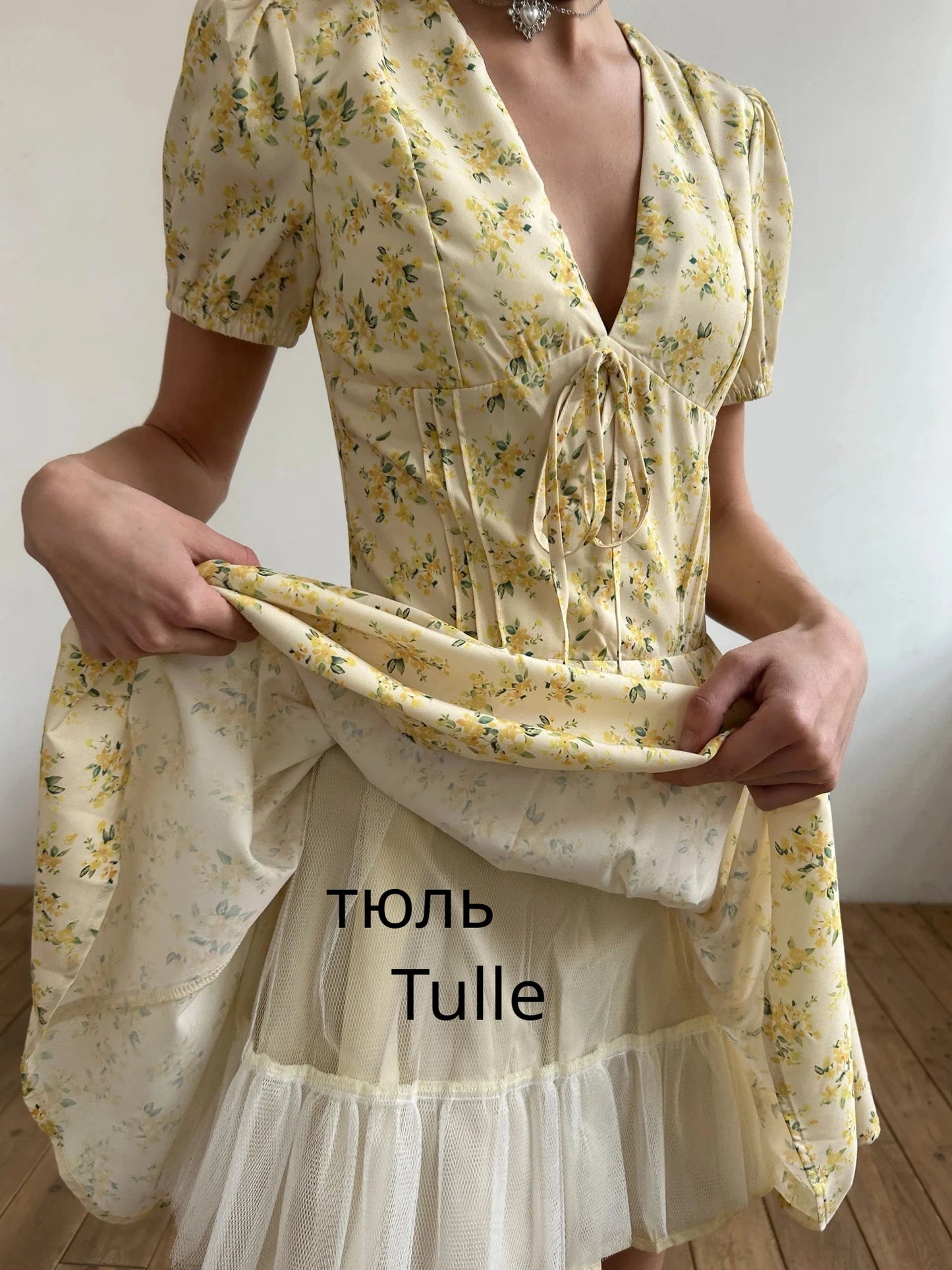 Oligai Fashion Robes d'été 2024 Robes de soirée à imprimé floral jaune Robe élégante à manches bouffantes pour anniversaire et vacances Vêtements pour femmes