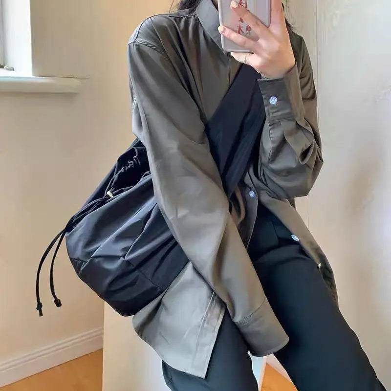 Sac à main en nylon pour femme, nouveau sac seau tendance, fermeture éclair solide, sac à bandoulière souple, sacs à main et sacs à main de luxe, sac fourre-tout noir