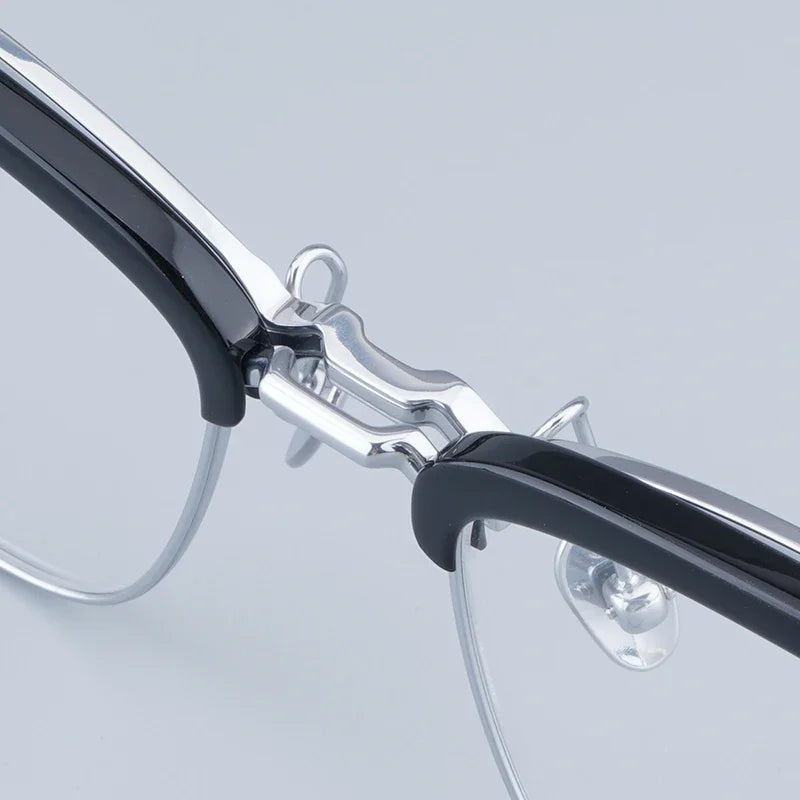 Monturas de gafas de acetato estilo japonés 999 M-96 cuadradas hechas a mano de titanio de alta calidad con clip abatible para hombres y mujeres