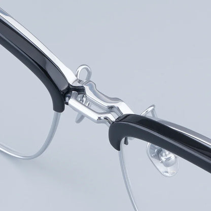 Monturas de gafas de acetato estilo japonés 999 M-96 cuadradas hechas a mano de titanio de alta calidad con clip abatible para hombres y mujeres