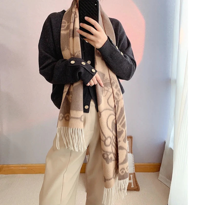 Women Winter 100% Cashmere Scarf Wraps 190*32cm