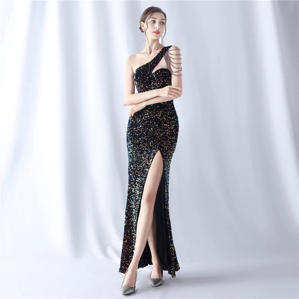 Women's Elegant Dresses for Prom Party Dress Evening Formal Gala Woman 2023 Luxury Special Events Occasion Chic Simple Sequin