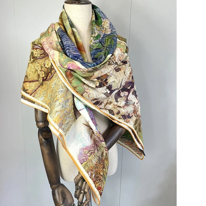 Wool Blanket Scarf Shawl Echarpe Double Sided Printing Womens Winter Wool Scarves Wraps 53"x53"