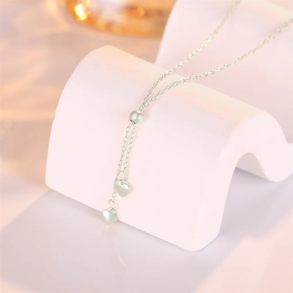 Aide 925 Sterling Silver Adjustable Chain With Heart Charm Pendant Necklace For Women High Quality K Gold Collar Elegant Jewelry