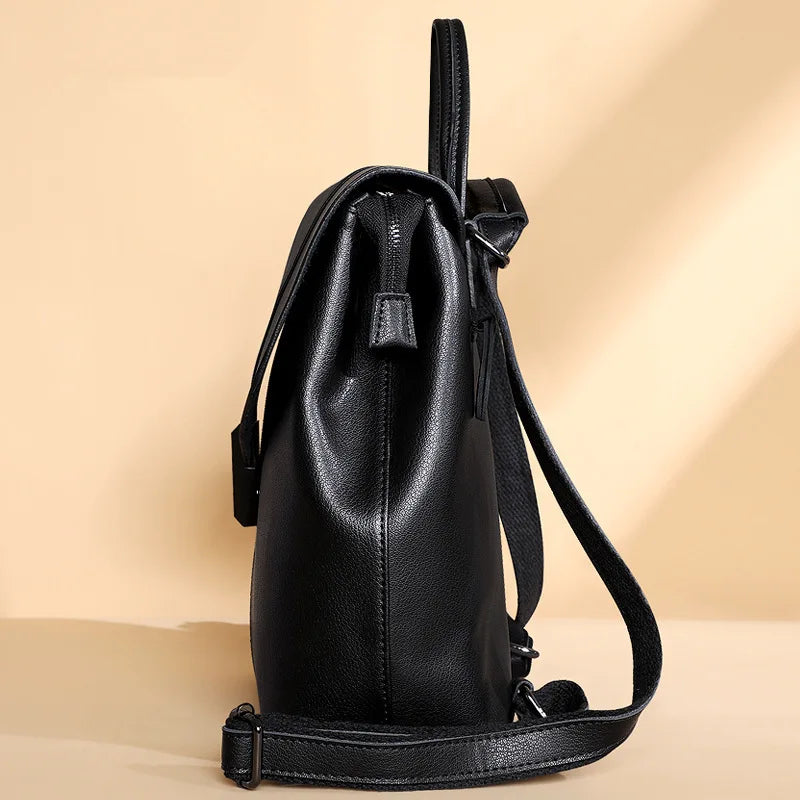 Mochila de cuero cuadrada vertical para mujer 2022, nueva mochila versátil de moda, bolso escolar de piel de vaca de alta calidad para mujer, bolso informal