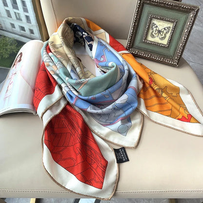 Wool Blanket Scarf Shawl Echarpe Double Sided Printing Womens Winter Wool Scarves Wraps 53"x53"