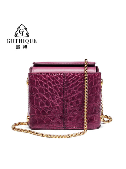 Sac de luxe en cuir de crocodile pour femme, mini sac carré tendance 2023, nouveau petit sac à bandoulière avec chaîne pour femme, sac à bandoulière 50