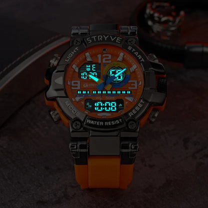 New STRYVE Watch for Men's High Quality Digital-Analog Dual Movement 5ATM Waterproof Watches Fashion Sports Men's Watch 8025