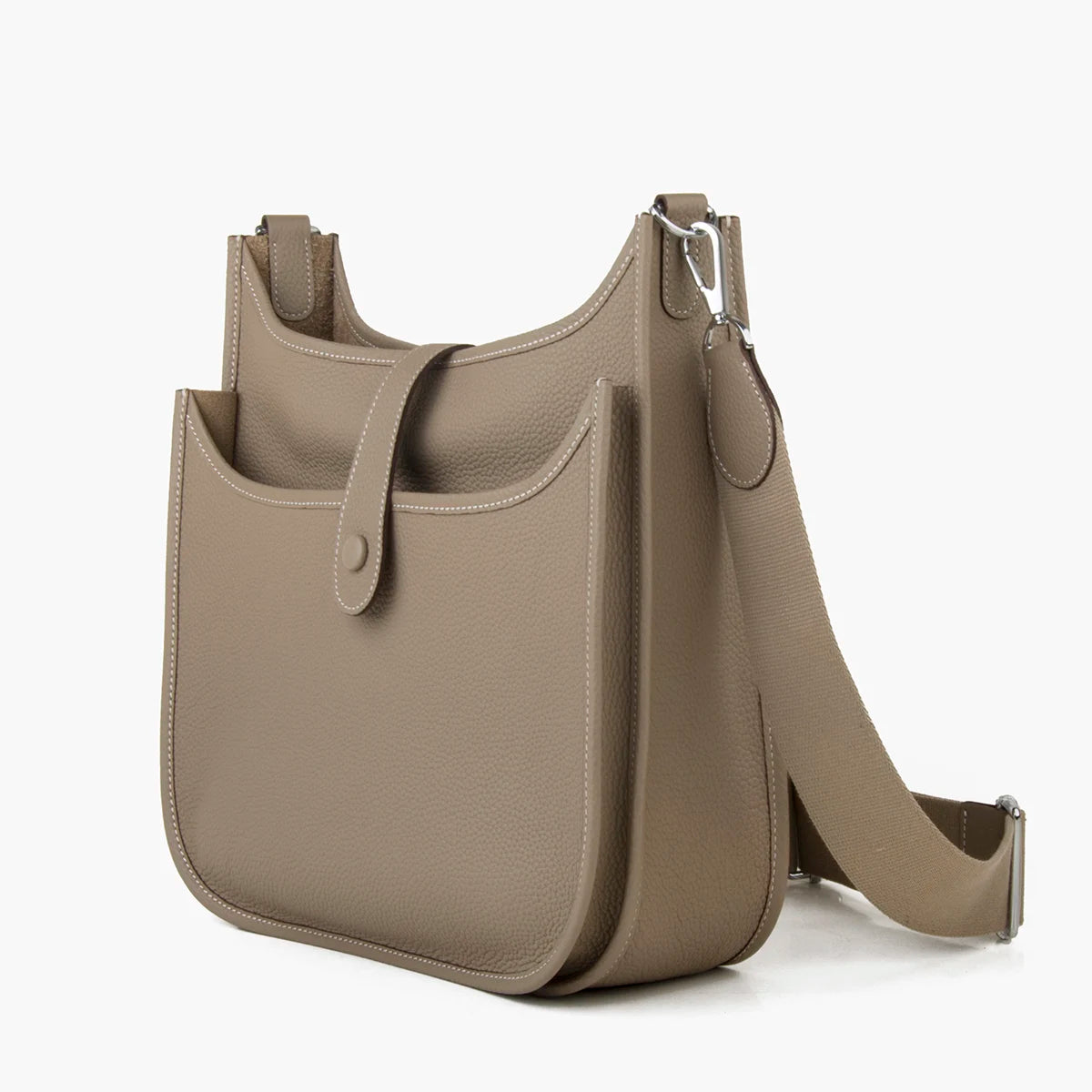 DONNAIN Bolsos de hombro minimalistas de piel de becerro color caqui para mujer, bandolera de gran capacidad, bolso de mano tipo mensajero de piel auténtica de grano completo