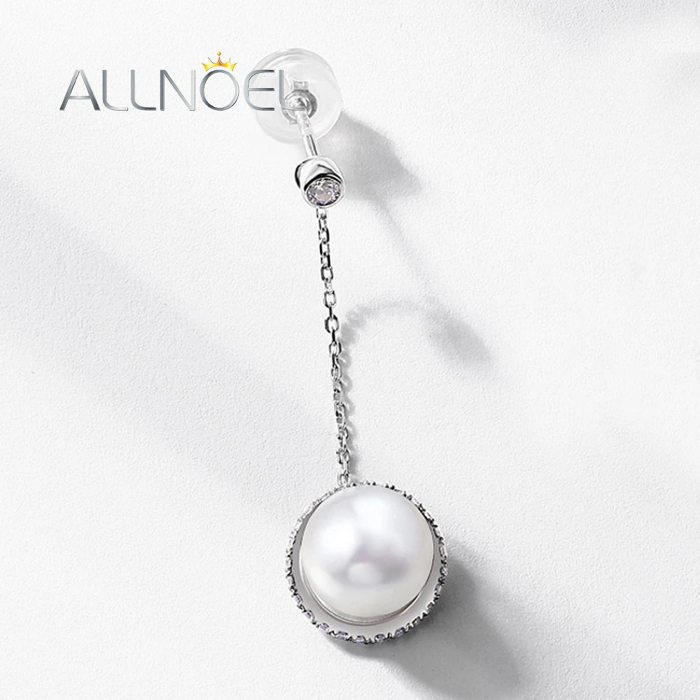 ALLNOEL Solid 14K 18K 750 Gold Dangle Earrings For Women 7.5-8mm Fresh Water Pearls Party Gifts K Gold Jewelry ك الذهب bijoux