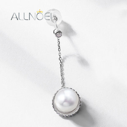 ALLNOEL Solid 14K 18K 750 Gold Dangle Earrings For Women 7.5-8mm Fresh Water Pearls Party Gifts K Gold Jewelry ك الذهب bijoux