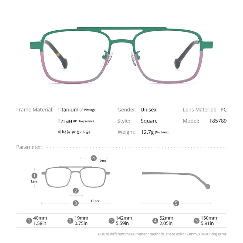 FONEX Pure Titanium Eyeglasses Frame Men 2023 New Colorful Retro Square Glasses Women Eyewear F85789