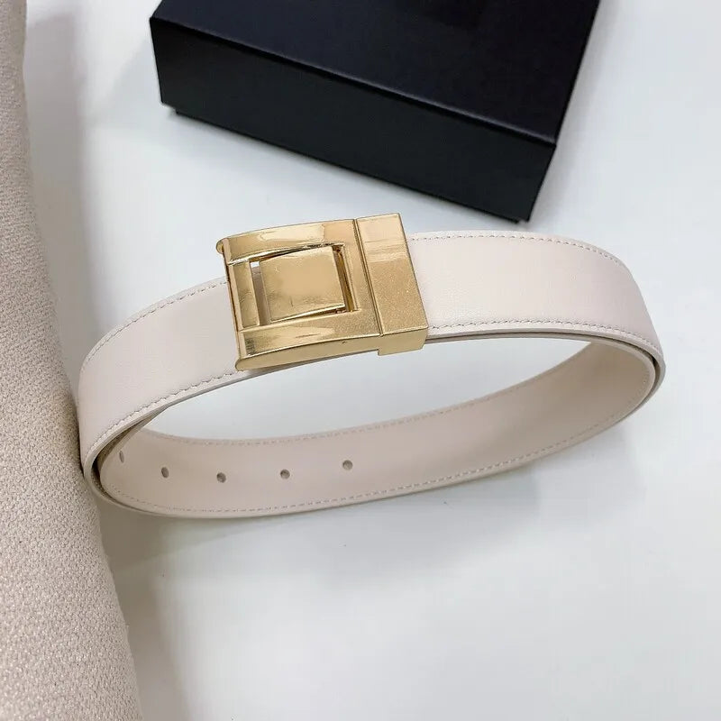 Ceinture en cuir brillant à boucle lisse pour femme d'été Ceinture simple et positive en cuir pour accessoire Ceinture complète 3.0 pour femme