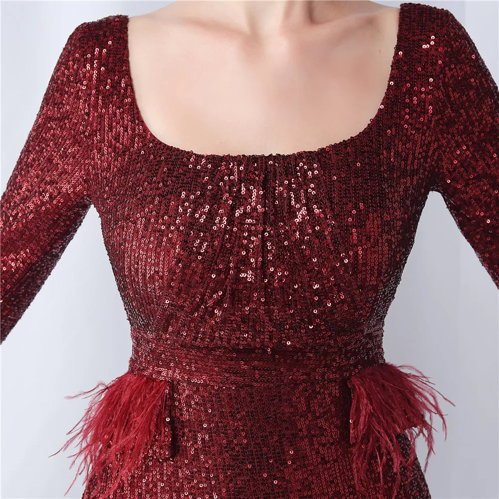 Elegant and Pretty Women's Dresses for Prom Sequin Dress Party Formal Luxury Evening 2023 Special Events Occasion Long Sleeve