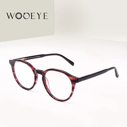 Gafas de acetato de diseñador vintage para mujer, gafas ópticas con montura redonda sencillas y elegantes 2024 wooeye New