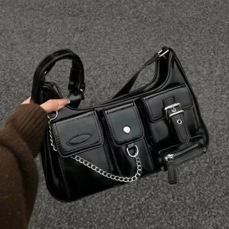 Richme Punk Bolso Mujer Mode 2024 Tendance Nouveau Design Chaînes Bandoulière Sacs À Bandoulière Harajuku Y2k PU Individualité Dames Sacs