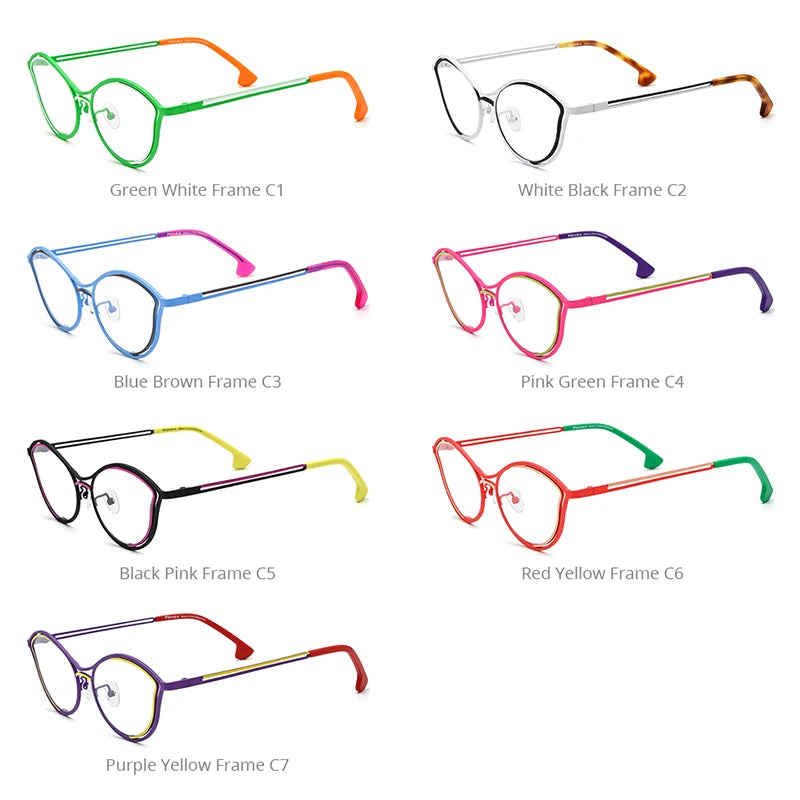 FONEX Monture de lunettes en titane pur pour femmes 2024 Nouvelles lunettes rétro colorées pour hommes en œil de chat Lunettes F85820