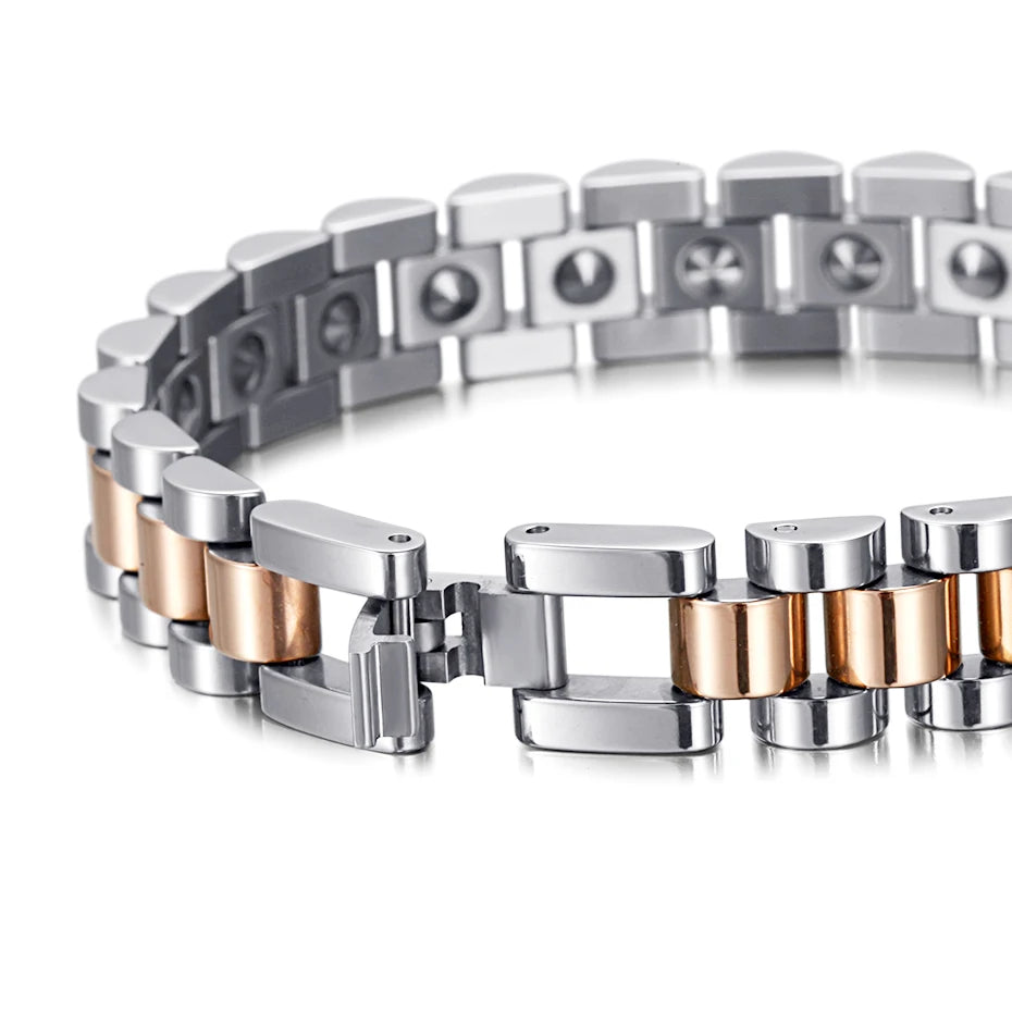 WelMag Germanium Bracelet For Women & Men Stainless Steel Health Energy Fashion Jewelry Gifts