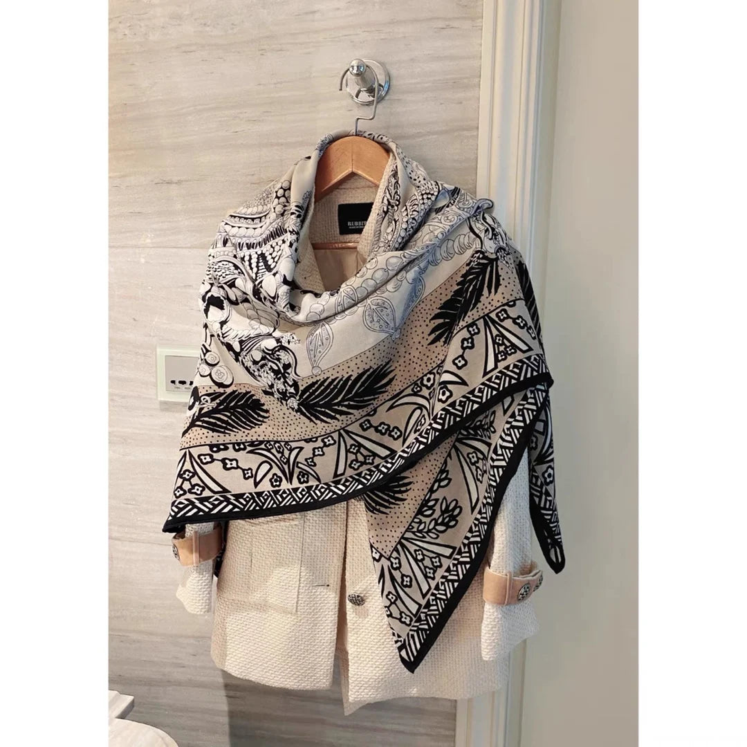 Écharpe d'hiver 2024 pour femmes, grand châle de luxe de créateur, sac Pashmina, bandana, hijab, mouchoir, poncho, accessoires