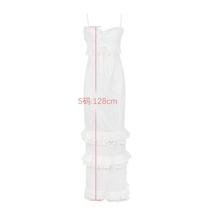 Oligai Été Élégant Blanc Femmes Prêt À Porter Robes Maxi Luxe Dentelle Moulante Événement De Mariage Robe De Soirée Occasion Formelle