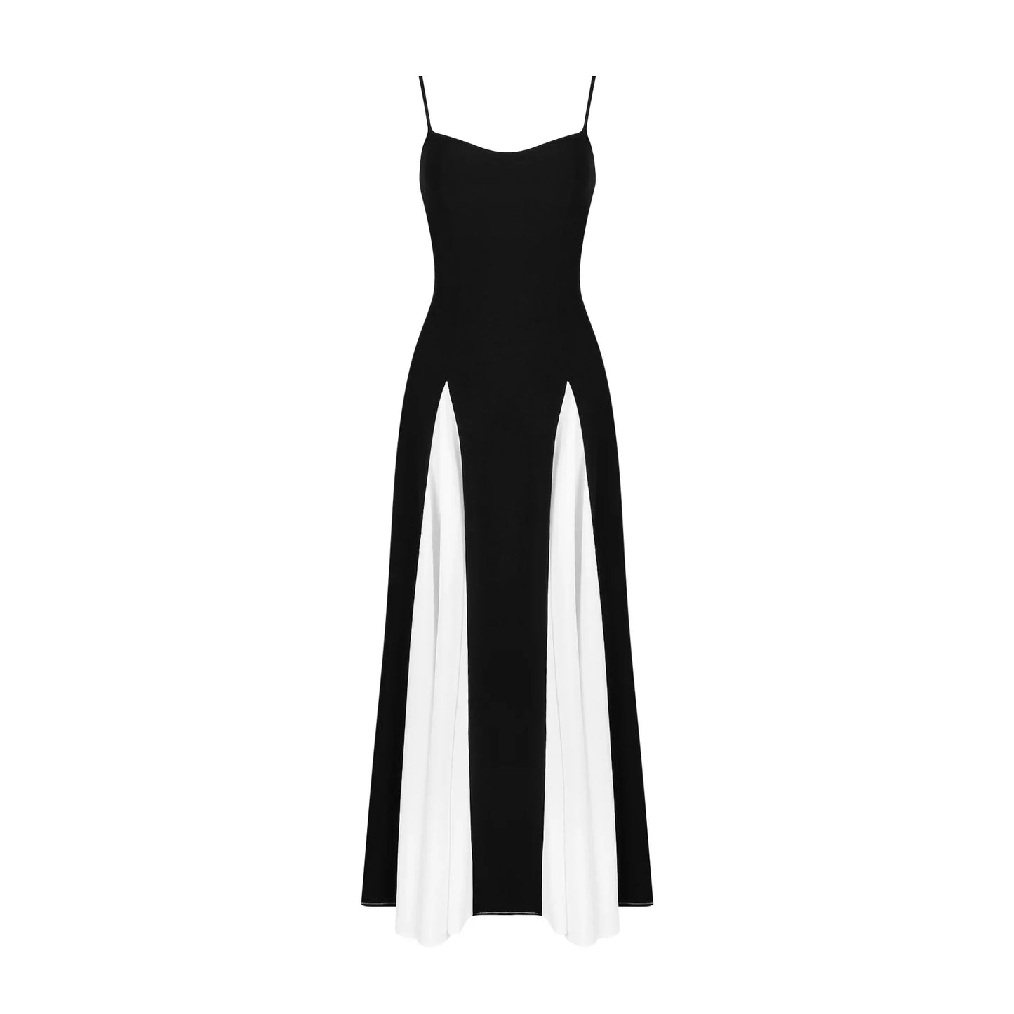 Oligai Summer Spaghetti Strap Maxi Dress Sexy Black and White Patchwork Formal Dress Long Wedding Guest Party Dresses Women