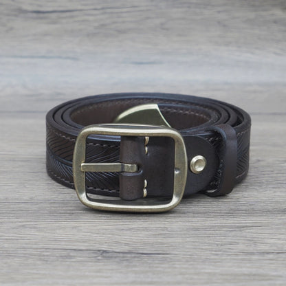 Ceinture en cuir véritable pour homme, 3,8 cm, épaisse, en cuir de vache, boucle en cuivre, décontractée, pour jeans, haute qualité, rétro, luxe, design