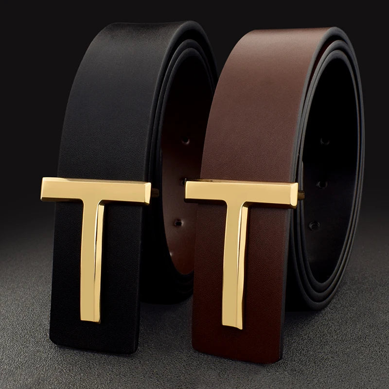 Ceinture de créateur en cuir noir avec lettre T de haute qualité pour homme, ceinture formelle en denim, ceinture de luxe en cuir de créateur à la mode