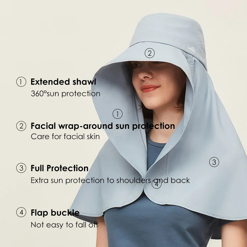 OhSunny Chapeau de protection solaire avec rabat de cou pour femme Chapeau de soleil pliable à large bord UPF 50+ Protection complète anti-UV Chapeau de plage