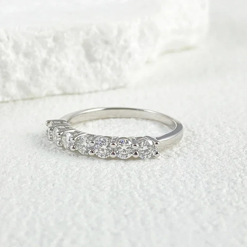 Anillo de moissanita completo NeeTim para mujer, plata de ley S925 con diamantes chapados en oro blanco, anillos de boda, joyería fina