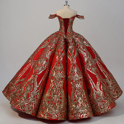 Robe de Quinceanera élégante et bouffante à paillettes, robe de soirée formelle pour mariage, Wc034